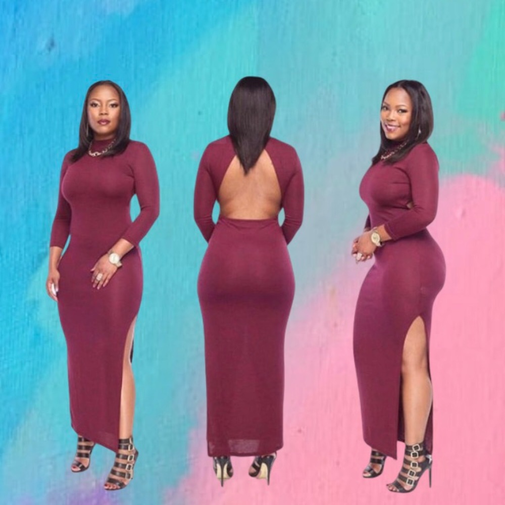 Sexy Wine Maxi Dress